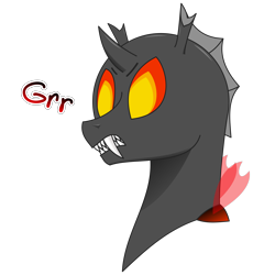 Size: 4000x4000 | Tagged: safe, artist:rumstone, oc, oc only, oc:shift changeling, changeling, angry, angy, bust, changeling oc, fangs, krita, portrait, red changeling, simple background, transparent background