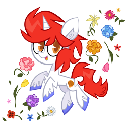 Size: 3500x3500 | Tagged: safe, artist:spacekitsch, oc, oc only, oc:stroopwafeltje, pony, unicorn, flower, high res, simple background, solo, transparent background