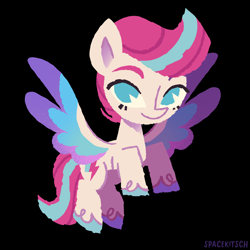 Size: 1500x1500 | Tagged: safe, artist:spacekitsch, zipp storm, pegasus, pony, g5, black background, female, flying, looking at you, mare, simple background, solo