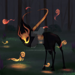 Size: 1280x1280 | Tagged: safe, artist:clouris, oc, oc only, pony, deviantart watermark, forest, obtrusive watermark, outdoors, solo, watermark, wisp