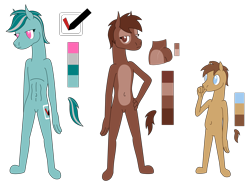 Size: 5899x4356 | Tagged: safe, artist:emc-blingds, oc, oc only, earth pony, anthro, earth pony oc, featureless crotch, female, male, reference sheet, simple background, transparent background