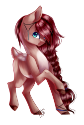 Size: 1119x1658 | Tagged: safe, artist:prettyshinegp, oc, oc only, earth pony, pony, braid, colored hooves, earth pony oc, raised hoof, signature, simple background, solo, transparent background