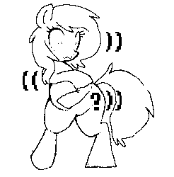 Size: 712x724 | Tagged: safe, artist:yidwags, oc, oc only, oc:filly anon, earth pony, pony, :3, ^^, ^w^, animated, ascii, bipedal, black and white, butt, chubby, dancing, eyes closed, female, filly, gif, grayscale, monochrome, ms paint, plot, simple background, solo, white background