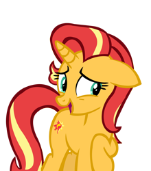 Size: 6605x7500 | Tagged: safe, artist:goldenheart4, sunset shimmer, pony, unicorn, g4, absurd resolution, alternate hairstyle, female, implied starlight glimmer, lidded eyes, mare, open mouth, palette swap, raised hoof, recolor, simple background, solo, transparent background