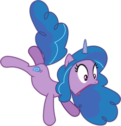 Size: 1187x1243 | Tagged: safe, artist:helenosprime, izzy moonbow, pony, unicorn, g4, g5, female, g5 to g4, gasp, generation leap, in air, mare, open mouth, shocked, simple background, solo, transparent background