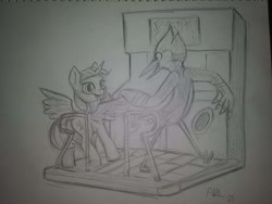 Size: 960x720 | Tagged: safe, artist:lytlethelemur, twilight sparkle, alicorn, bird, blue jay, pony, g4, butt, crossover, crossover shipping, dance dance revolution, female, male, mordecai, mordetwi, photo, regular show, shipping, sketch, straight, traditional art, twilight sparkle (alicorn)