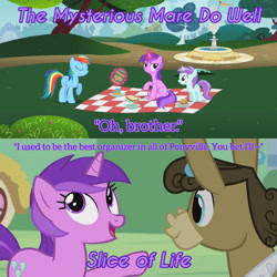 Size: 3072x3072 | Tagged: safe, edit, edited screencap, editor:itsmgh1203, screencap, amethyst star, matilda, rainbow dash, sparkler, donkey, pegasus, pony, unicorn, g4, season 2, season 5, slice of life (episode), the mysterious mare do well, bread, eyes closed, female, filly, foal, food, high res, jar, magic, mare, open mouth, open smile, peanut butter, smiling, telekinesis, text