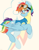 Size: 1520x1926 | Tagged: safe, artist:higglytownhero, rainbow dash, pegasus, pony, g4, bandaid, bandaid on nose, clothes, flying, goggles, male, rainbow blitz, rule 63, solo, stallion, uniform, wonderbolt trainee uniform, wonderbolts