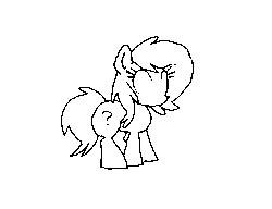 Size: 860x660 | Tagged: safe, artist:yidwags, oc, oc only, oc:filly anon, earth pony, pony, animated, black and white, female, filly, gif, grayscale, monochrome, simple background, solo, white background