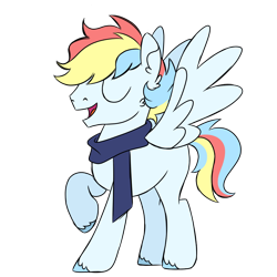 Size: 900x900 | Tagged: safe, artist:fuckomcfuck, oc, oc only, oc:icy prism, pegasus, pony, base used, clothes, next generation, offspring, parent:double diamond, parent:rainbow dash, parents:doubledash, scarf, simple background, solo, transparent background