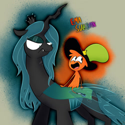 Size: 1280x1280 | Tagged: safe, artist:ema0rsully, queen chrysalis, alien, changeling, changeling queen, g4, crossover, doom, equestria is doomed, female, impending doom, oh no, this will not end well, uh oh, wander (wander over yonder), wander over yonder, we're all doomed, xk-class end-of-the-world scenario, you monster