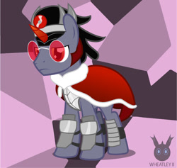 Size: 765x726 | Tagged: safe, artist:wheatley r.h., derpibooru exclusive, oc, crystal pony, pony, unicorn, the crystal empire 10th anniversary, clothes, glasses, horn, male, silver, simple background, solo, stallion, unicorn oc, vector, watermark