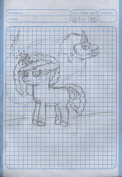 Size: 802x1168 | Tagged: safe, artist:alejandrogmj, king sombra, misty brightdawn, pony, unicorn, the crystal empire 10th anniversary, g5, alternate universe, corrupted, dark magic, evil, graph paper, magic, sketch, sombra eyes, traditional art