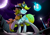 Size: 4688x3300 | Tagged: safe, artist:ill_yumi, oc, oc:thorn darkness, pegasus, pony, blonde mane, clothes, commission, complex background, crystal, glasses, moon, night, scarf, snow, solo, wisp