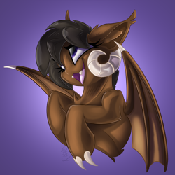 Size: 2100x2100 | Tagged: safe, artist:starcasteclipse, oc, oc only, bat wings, female, high res, mare, smiling, solo, wings