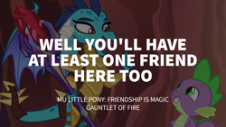 Size: 1920x1080 | Tagged: safe, edit, edited screencap, editor:quoterific, screencap, princess ember, spike, dragon, g4, gauntlet of fire, armor, bloodstone scepter