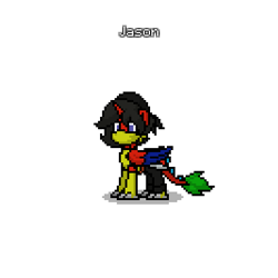 Size: 400x400 | Tagged: safe, artist:superwoodymatthew, oc, oc only, oc:jason dash, original species, pony, pony town, clothes, cosplay, costume, halloween, halloween costume, mortal kombat, original character do not steal, scorpion (mortal kombat), simple background, solo, transparent background