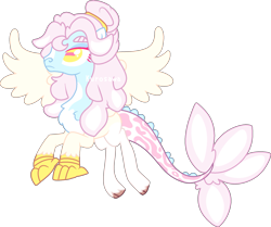 Size: 2091x1752 | Tagged: safe, artist:kurosawakuro, oc, draconequus, hybrid, base used, female, interspecies offspring, offspring, parent:discord, parent:fluttershy, parents:discoshy, simple background, solo, transparent background