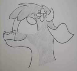 Size: 1500x1390 | Tagged: safe, artist:spoopygirl, arizona (tfh), cow, them's fightin' herds, community related, flower, flower in hair, lineart, pencil shading, shading, traditional art