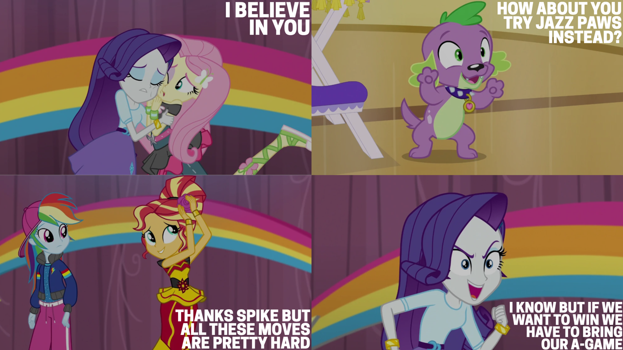 2071211 - safe, edit, edited screencap, screencap, rainbow dash, equestria  girls, equestria girls series, g4, wake up!, spoiler:choose your own ending  (season 2), spoiler:eqg series (season 2), caption, cropped, dio brando,  face