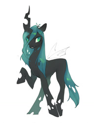 Size: 979x1280 | Tagged: safe, artist:kuroikamome, queen chrysalis, changeling, changeling queen, g4, female, simple background, solo, white background