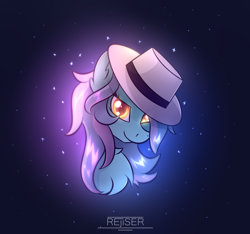 Size: 1600x1500 | Tagged: safe, artist:rejiser, lyra heartstrings, pony, unicorn, g4, bust, female, hat, solo