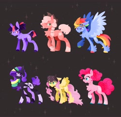 Size: 4096x3975 | Tagged: safe, artist:pastacrylic, applejack, fluttershy, pinkie pie, rainbow dash, rarity, twilight sparkle, earth pony, pegasus, pony, unicorn, g4, mane six, redesign