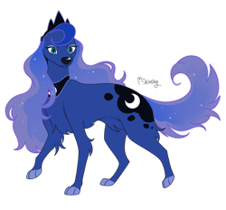 Size: 928x861 | Tagged: safe, artist:beinting, princess luna, dog, g4, concave belly, crown, cute, dogified, female, jewelry, lunabetes, moonmutt, regalia, signature, simple background, slender, solo, species swap, thin, transparent background