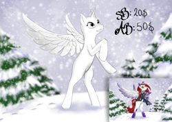 Size: 1900x1350 | Tagged: safe, artist:volpoune, oc, oc only, pegasus, pony, unicorn, commission, cute, harry potter (series), ravenclaw, snow, snowfall, solo, winter, witch, ych sketch, your character here