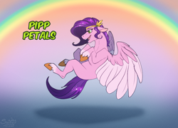 Size: 1400x1006 | Tagged: safe, artist:sunny way, pipp petals, pegasus, pony, g5, cute, female, mare, rainbow, smiling, solo, wings