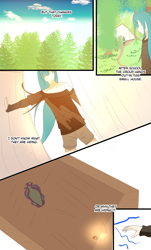 Size: 2480x4100 | Tagged: safe, artist:lucielity, rainbow dash, oc, oc:saphire, human, comic:my crush is a pony?, equestria girls, g4, cabin, comic, forest, mirror, tree