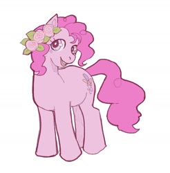 Size: 1524x1548 | Tagged: safe, artist:toffee_32, pinkie pie, earth pony, pony, g4, floral head wreath, flower, no more ponies at source, simple background, solo, white background