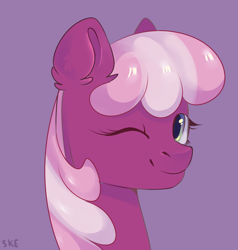 Size: 2000x2100 | Tagged: safe, artist:ske, cheerilee, earth pony, pony, g4, bust, female, high res, looking at you, mare, one eye closed, smiling, solo, wink, winking at you