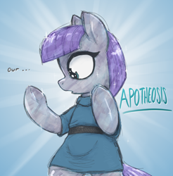 Size: 2080x2110 | Tagged: safe, artist:t72b, maud pie, crystal pony, earth pony, pony, the crystal empire 10th anniversary, g4, amazed, apotheosis, bipedal, clothes, crystallized, dress, female, high res, lovely, mare, rock, simple background, solo, that pony sure does love rocks, wide eyes