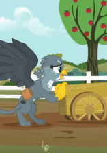Size: 157x223 | Tagged: safe, screencap, gabby, griffon, g4, the fault in our cutie marks, animated, cropped, edited gif, loop, mud, pushing, solo, wagon