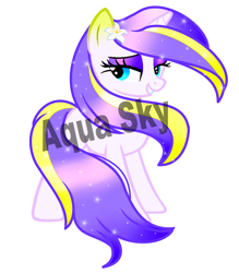 Size: 2295x2614 | Tagged: safe, artist:aquasky987, oc, oc only, pony, unicorn, base used, ethereal mane, female, flower, flower in hair, grin, high res, horn, makeup, mare, simple background, smiling, solo, starry mane, unicorn oc, white background