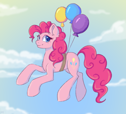 Size: 4500x4060 | Tagged: safe, artist:ske, pinkie pie, earth pony, pony, g4, balloon, floating, solo, then watch her balloons lift her up to the sky