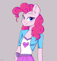 Size: 3790x4060 | Tagged: safe, artist:ske, pinkie pie, earth pony, anthro, g4, clothes, equestria girls outfit, looking at you, smiling, solo