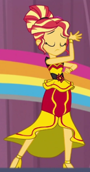 Size: 274x524 | Tagged: safe, edit, edited screencap, screencap, sunset shimmer, human, equestria girls, equestria girls specials, g4, my little pony equestria girls: dance magic, alternate hairstyle, clothes, cropped, dress, flamenco dress, solo, sunset shimmer flamenco dress, unf