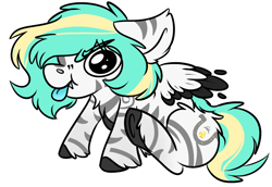 Size: 926x638 | Tagged: safe, artist:rokosmith26, oc, oc:rokosmith, hybrid, pegasus, pony, angy, big eyes, cheeky, chibi, floppy ears, pegasus oc, simple background, sitting, solo, spread wings, tongue out, transparent background, unshorn fetlocks, wings, ych example, your character here, zebra hybrid