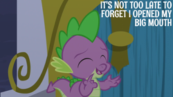 Size: 1920x1080 | Tagged: safe, edit, edited screencap, editor:quoterific, screencap, spike, dragon, amending fences, g4, aw shucks, eyes closed, male, open mouth, open smile, smiling, solo