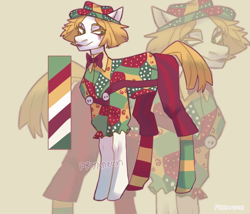 Size: 1400x1200 | Tagged: safe, artist:pryanech, oc, oc only, earth pony, pony, adoptable, clothes, hat, reference sheet, solo, zoom layer