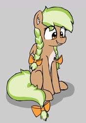 Size: 908x1290 | Tagged: safe, artist:royalsunbutt1, oc, oc only, oc:sylvia evergreen, pegasus, pony, braid, braided pigtails, chest fluff, cute, ear fluff, female, freckles, hair tie, mare, pegasus oc, pigtails, sitting, solo, wings