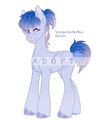 Size: 1457x1620 | Tagged: safe, artist:enderbee, oc, oc only, earth pony, pony, adoptable, adoptable open, auction, auction open, design, multicolored hair, multicolored mane, simple background, slender, soft color, solo, thin, white background