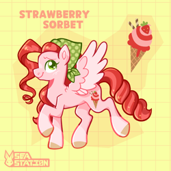 Size: 2000x2000 | Tagged: safe, artist:seasemissary, oc, oc:strawberry sorbet, pegasus, pony, female, high res, mare, solo