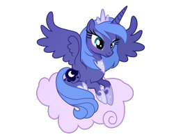 Size: 1352x1080 | Tagged: safe, artist:cstrawberrymilk, princess luna, alicorn, pony, g4, cloud, eyelashes, female, jewelry, mare, on a cloud, peytral, s1 luna, simple background, slender, solo, thin, tiara, transparent background