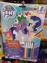 Size: 3000x4000 | Tagged: safe, rainbow dash, rarity, spike, dragon, pegasus, pony, g4, coloring page, dollar tree, female, heart, irl, male, markers, my little pony logo, one eye closed, photo, picture, ship:sparity, shipping, straight