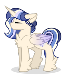 Size: 978x1080 | Tagged: safe, artist:existencecosmos188, oc, oc only, alicorn, pony, alicorn oc, base used, braid, chest fluff, eyes closed, hoof fluff, horn, offspring, parent:flash sentry, parent:twilight sparkle, parents:flashlight, simple background, solo, transparent background, wings