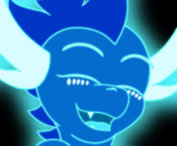 Size: 2050x1699 | Tagged: safe, artist:neondragon, oc, oc:cobalt the dragon, dragon, eyes closed, happy, looking at you, neon, open mouth, simple background, smiling, smiling at you, solo