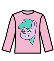 Size: 1766x2018 | Tagged: safe, artist:northstarponyg1, aura (g4), earth pony, pony, g4, aurabetes, bust, clothes, cute, female, filly, foal, grin, head, implied pinkie pie, pink, shirt, simple background, smiling, solo, sweater, white background